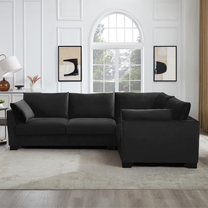 Renfrew Right-Hand Facing Corner Sofa, Black Velvet