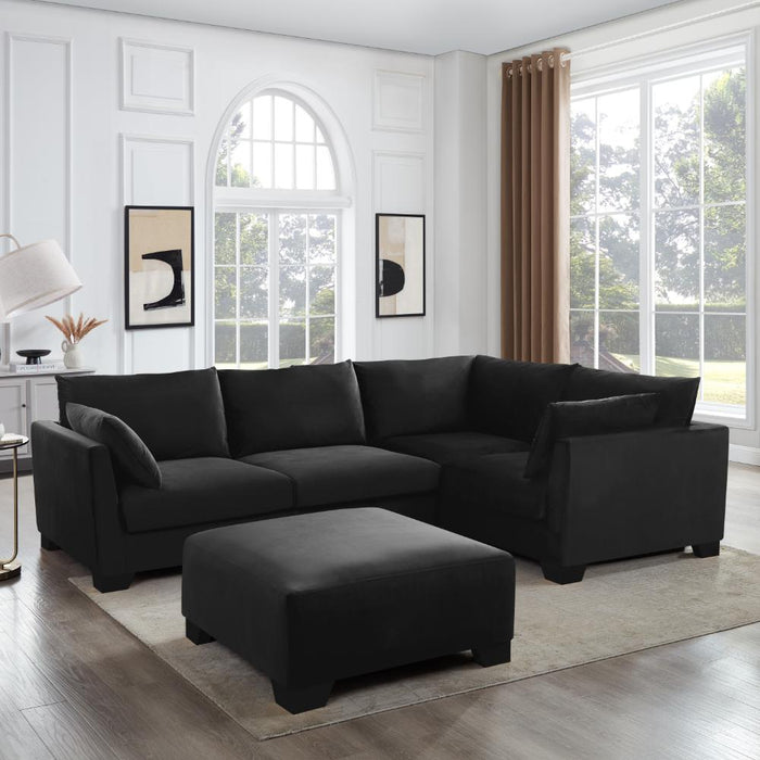 Renfrew Footstool, Black Velvet