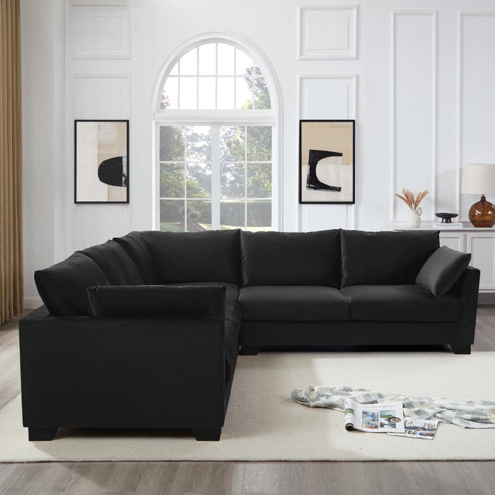 Renfrew 2 Corner 2 Sofa, Black Velvet