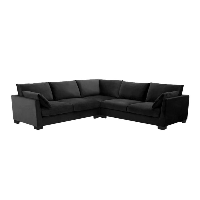 Renfrew 2 Corner 2 Sofa With Footstool, Black Velvet