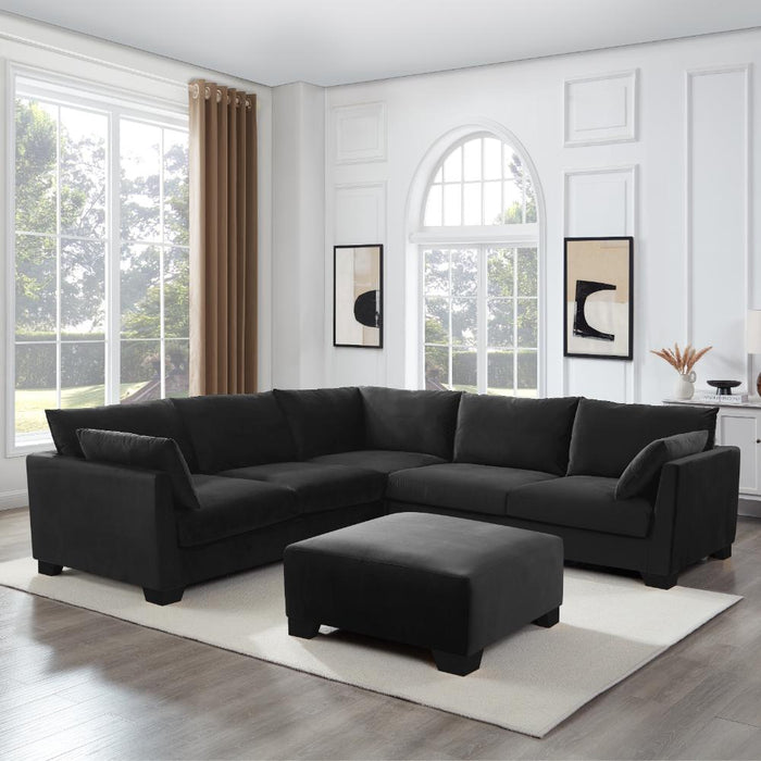 Renfrew Footstool, Black Velvet