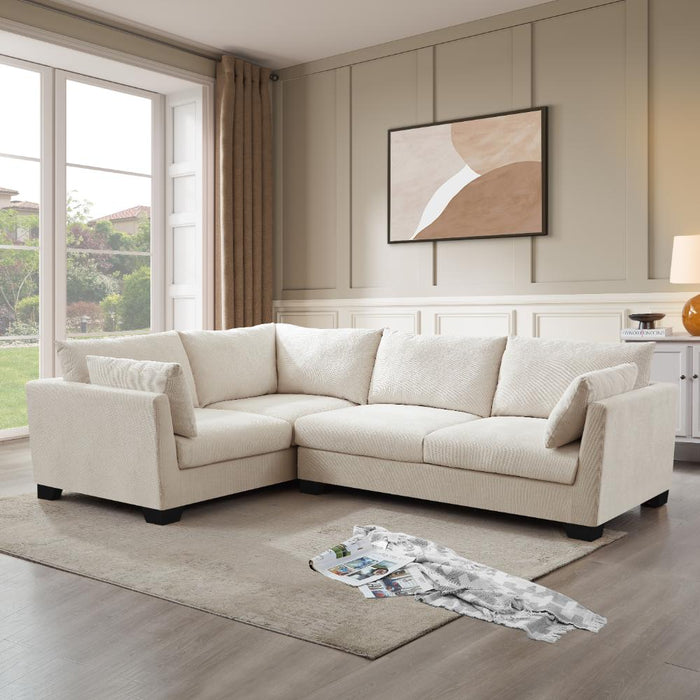 Renfrew Left-Hand Facing Corner Sofa With Footstool, Cream Linen