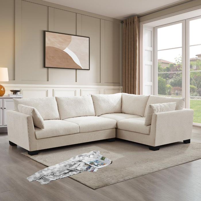Renfrew Right-Hand Facing Corner Sofa With Footstool, Cream Linen