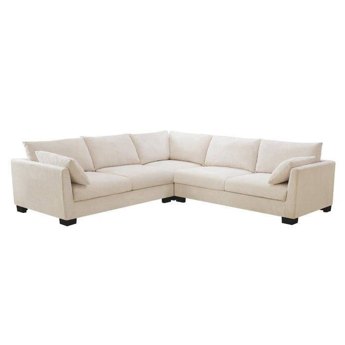 Renfrew 2 Corner 2 Sofa With Footstool, Cream Linen