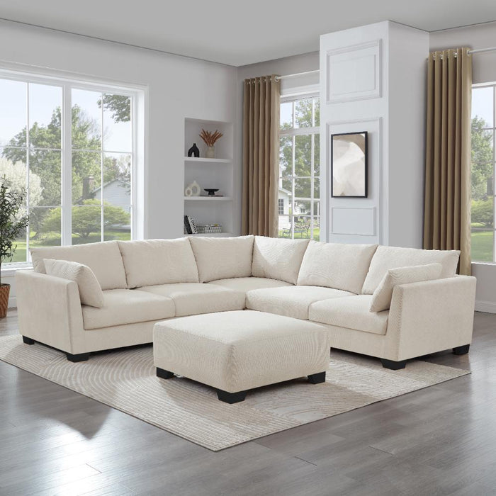 Renfrew Footstool, Cream Linen