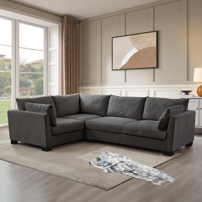 Renfrew Left-Hand Facing Corner Sofa With Footstool, Grey Linen