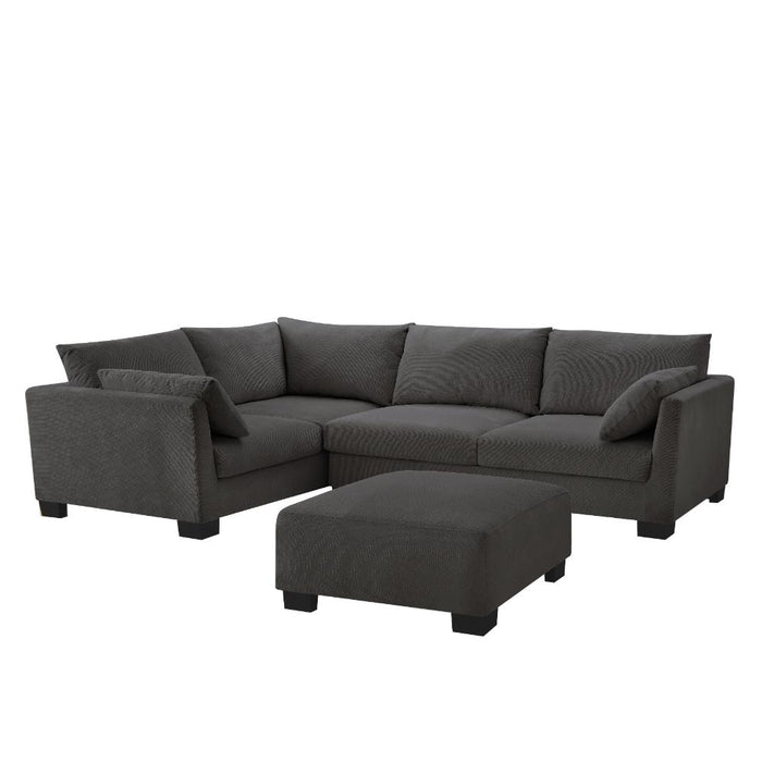 Renfrew Left-Hand Facing Corner Sofa With Footstool, Grey Linen