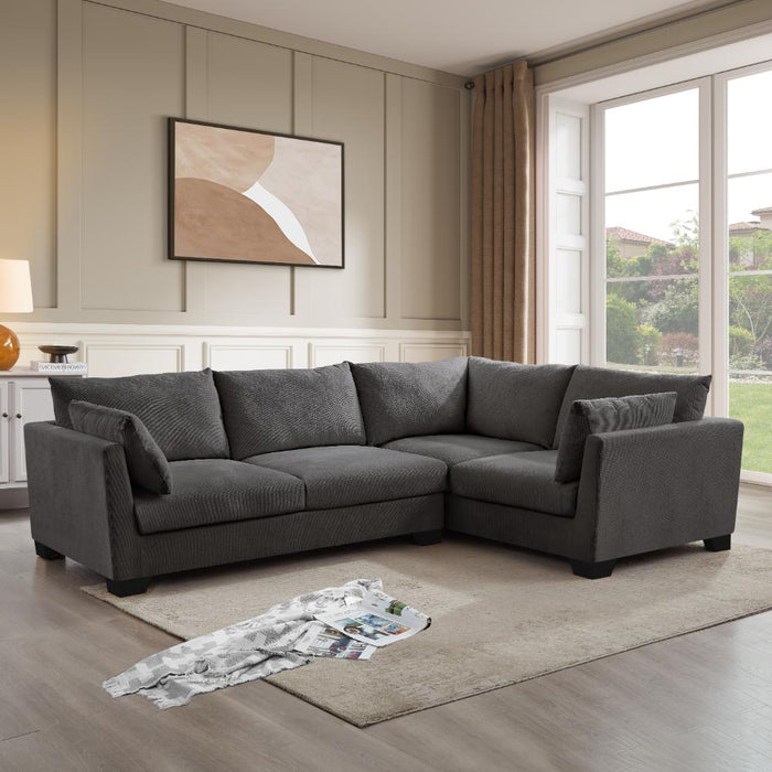 Renfrew Right-Hand Facing Corner Sofa With Footstool, Grey Linen