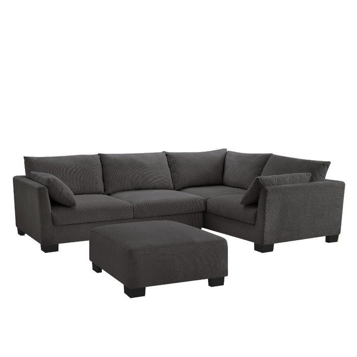 Renfrew Right-Hand Facing Corner Sofa With Footstool, Grey Linen