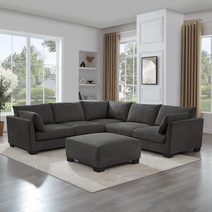 Renfrew 2 Corner 2 Sofa With Footstool, Grey Linen