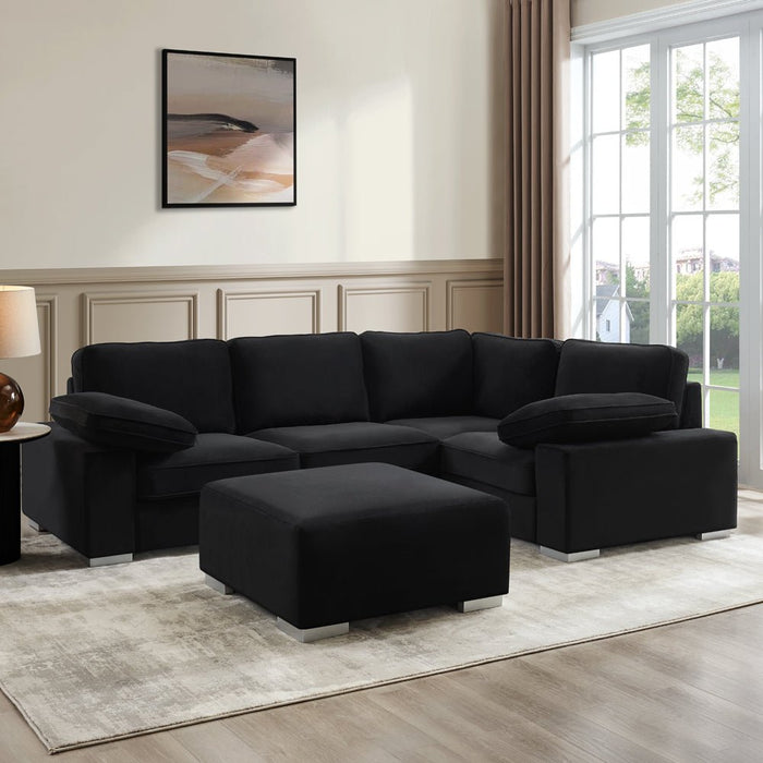 Birkdale Footstool, Black Velvet