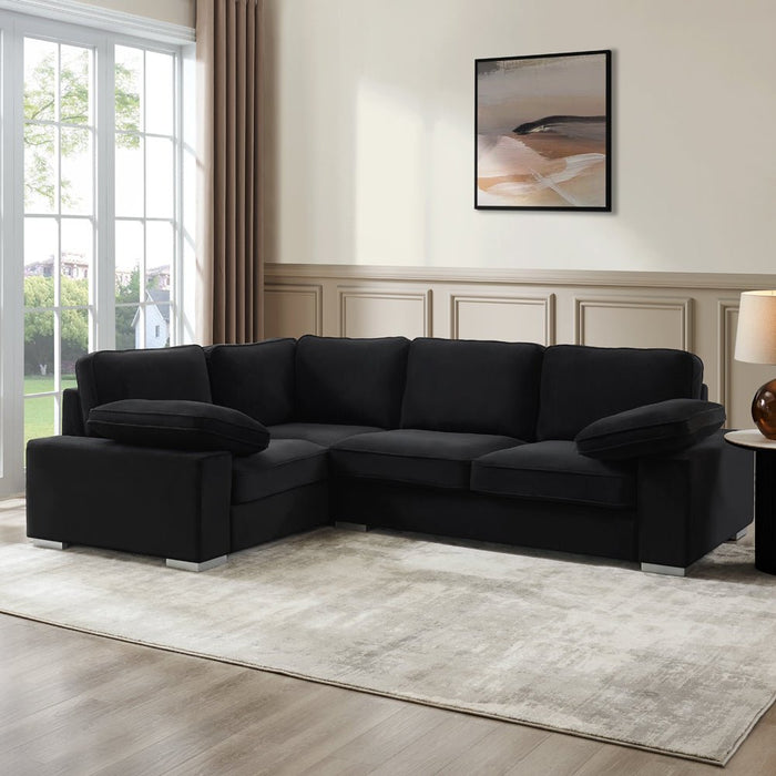 Birkdale Left-Hand Facing Corner Sofa, Black Velvet