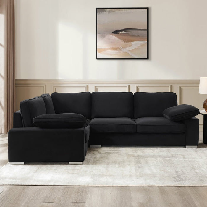 Birkdale Left-Hand Facing Corner Sofa, Black Velvet
