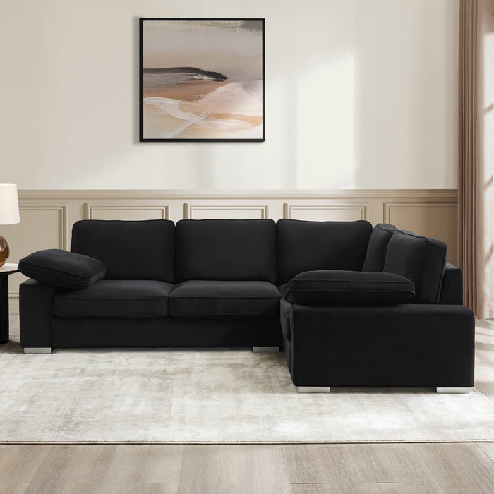 Birkdale Right-Hand Facing Corner Sofa, Black Velvet