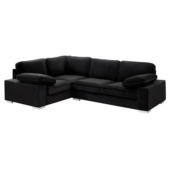 Birkdale Left-Hand Facing Corner Sofa, Black Velvet