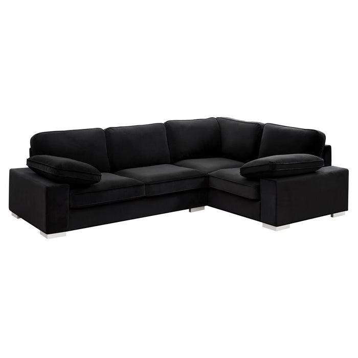 Birkdale Right-Hand Facing Corner Sofa With Footstool, Black Velvet