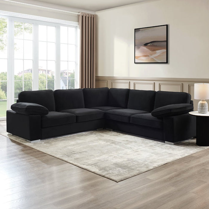 Birkdale 2 Corner 2 Sofa, Black Velvet