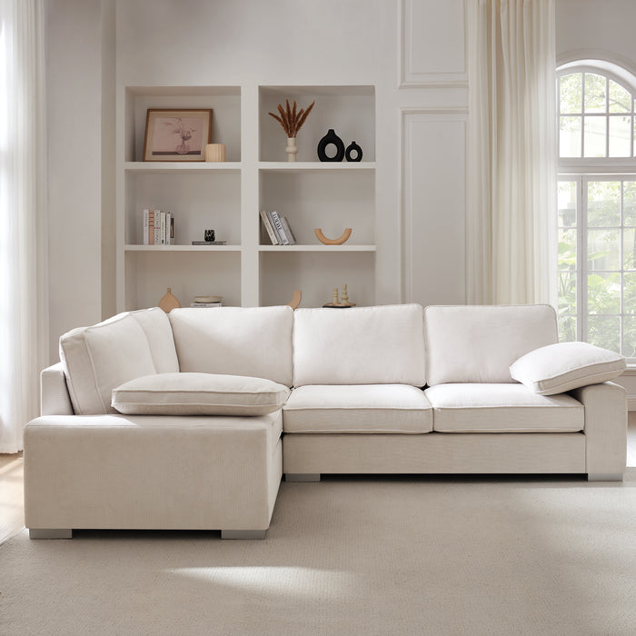 Birkdale Left-Hand Facing Corner Sofa, Cream Linen