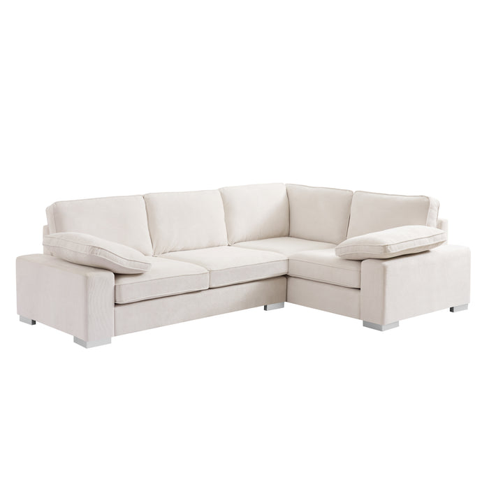 Birkdale Right-Hand Facing Corner Sofa With Footstool, Cream Linen