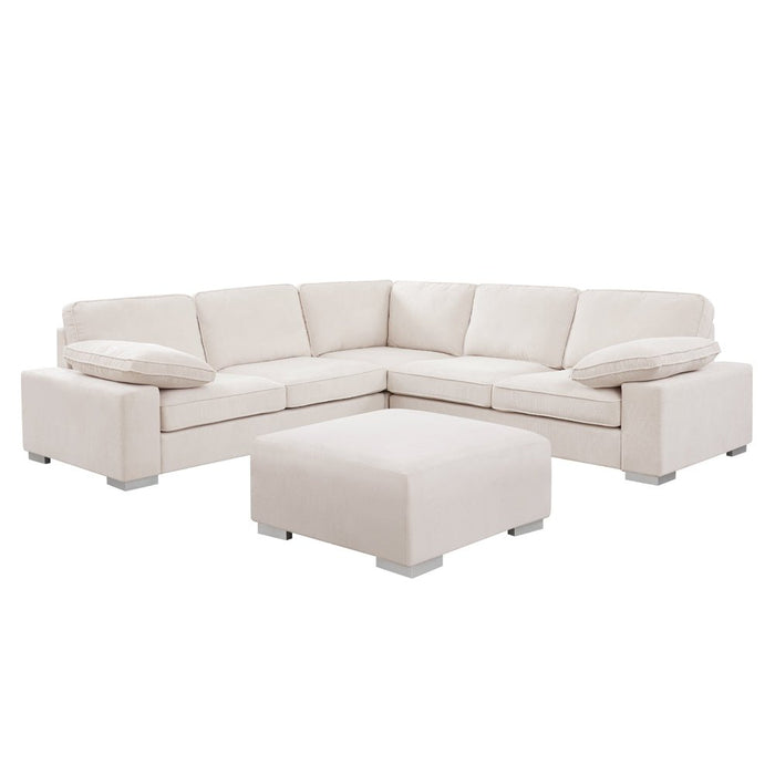 Birkdale 2 Corner 2 Sofa with Footstool, Cream Linen