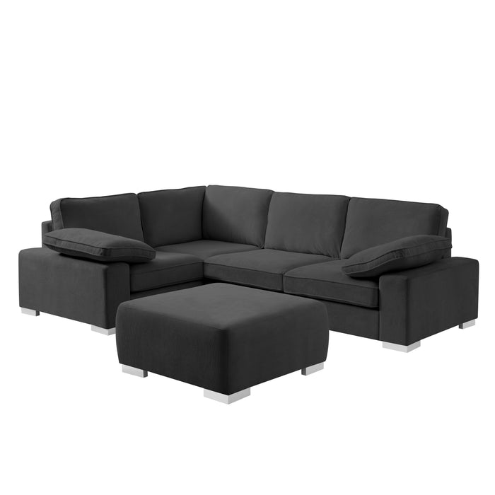 Birkdale Left-Hand Facing Corner Sofa With Footstool, Charcoal Linen