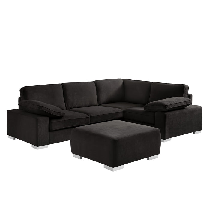 Birkdale Right-Hand Facing Corner Sofa With Footstool, Charcoal Linen