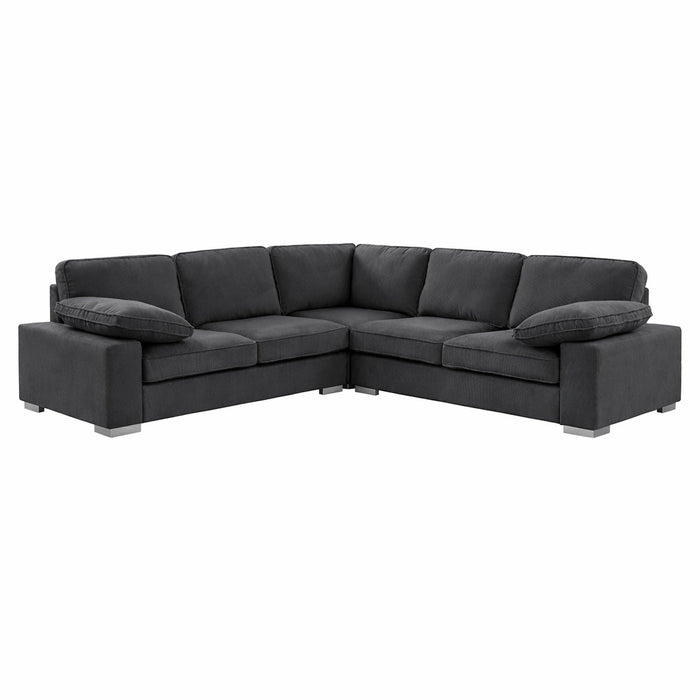 Birkdale Right-Hand Facing Corner Sofa With Footstool, Charcoal Linen