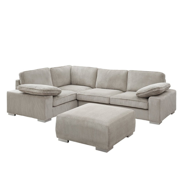 Birkdale Left-Hand Facing Corner Sofa With Footstool, Mocha Cord