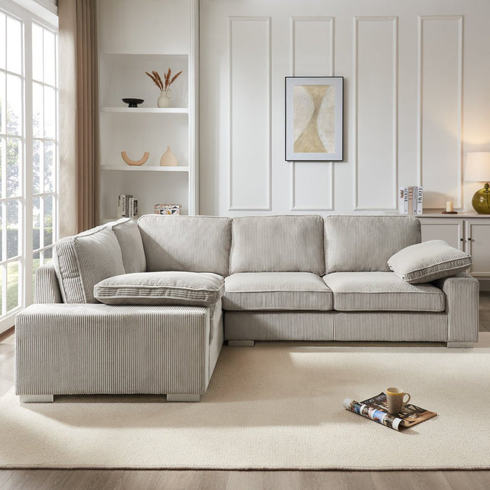 Birkdale Left-Hand Facing Corner Sofa, Mocha Cord