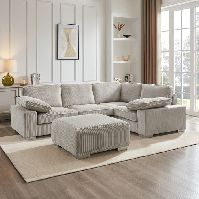 Birkdale Right-Hand Facing Corner Sofa With Footstool, Mocha Cord