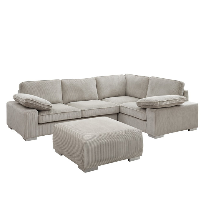 Birkdale Right-Hand Facing Corner Sofa With Footstool, Mocha Cord