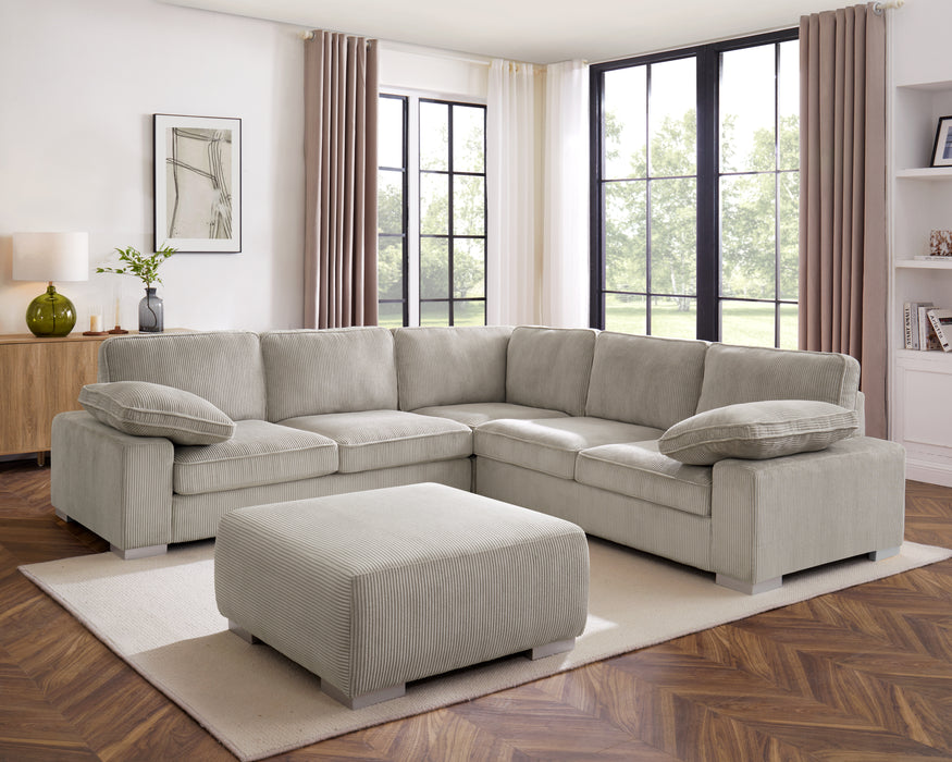 Birkdale 2 Corner 2 Sofa with Footstool, Mocha Cord