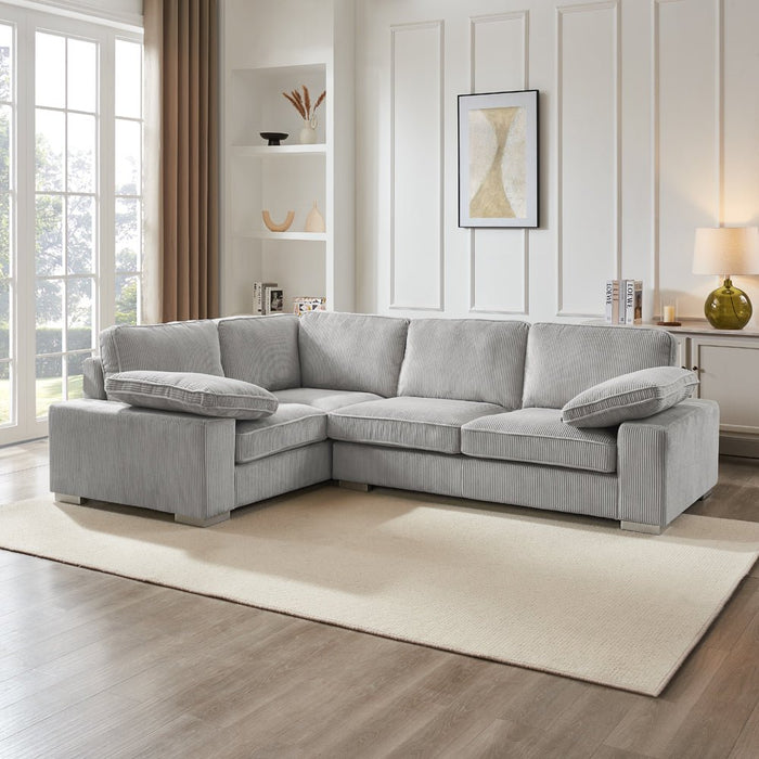 Birkdale Left-Hand Facing Corner Sofa, Light Grey Cord