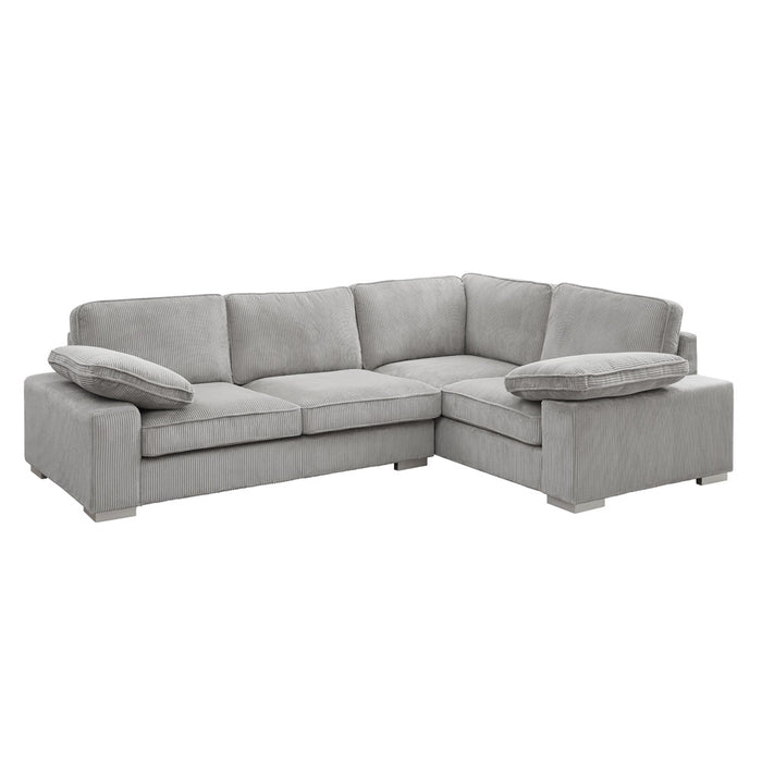Birkdale Right-Hand Facing Corner Sofa With Footstool, Light Grey Cord