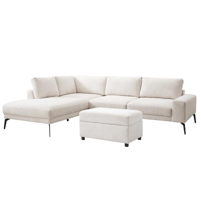 Palmer Left-Hand Facing Corner Sofa With Footstool, Cream Linen