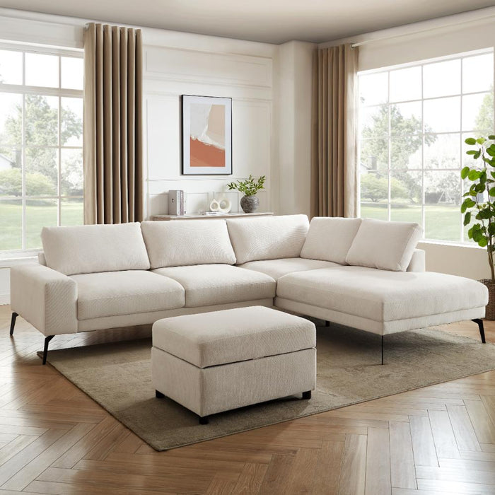 Palmer Right-Hand Facing Corner Sofa With Footstool, Cream Linen