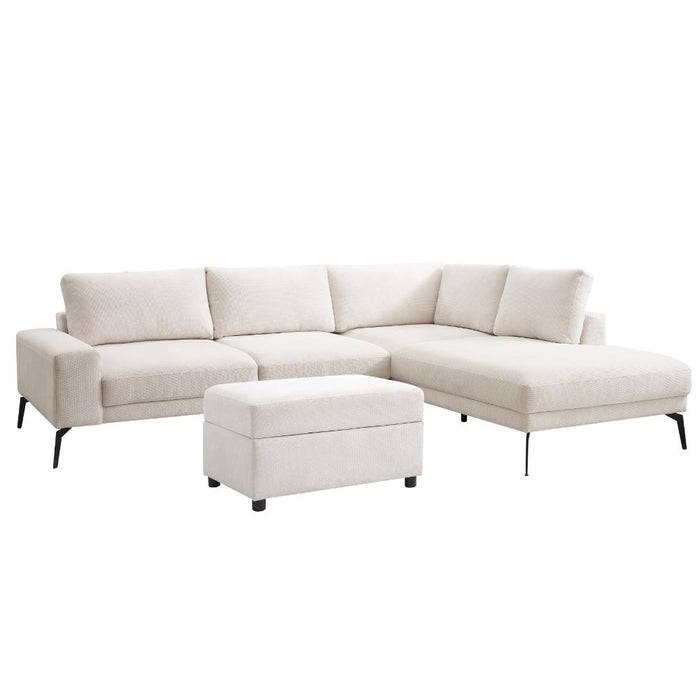 Palmer Right-Hand Facing Corner Sofa With Footstool, Cream Linen