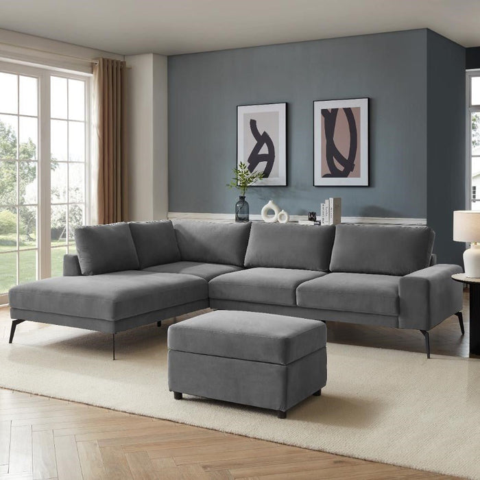 Palmer Storage Footstool, Dark Grey Velvet