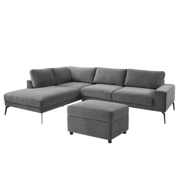 Palmer Left-Hand Facing Corner Sofa With Footstool, Dark Grey Velvet