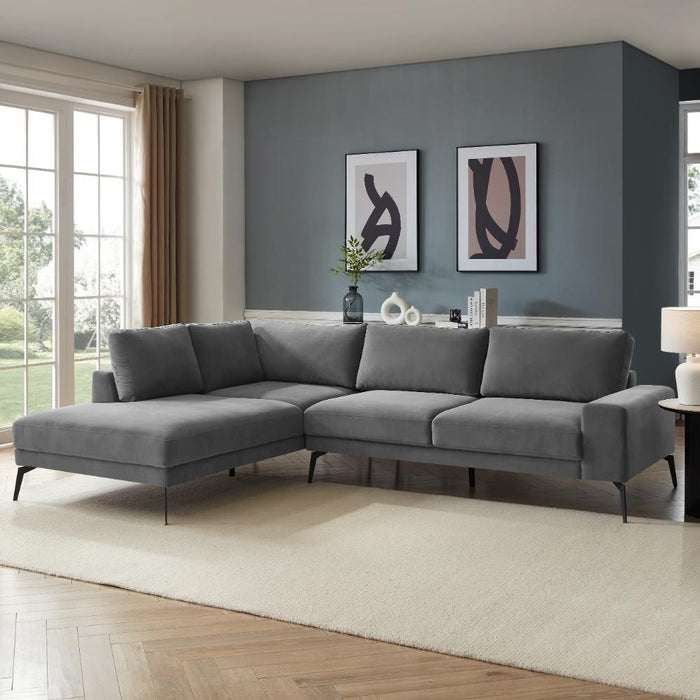 Palmer Left-Hand Facing Corner Sofa, Dark Grey Velvet