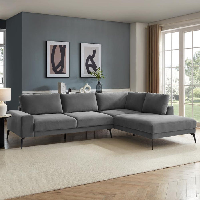 Palmer Right-Hand Facing Corner Sofa, Dark Grey Velvet