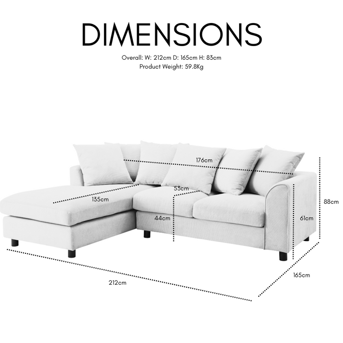 Fenwick Left-Hand Corner Sofa With Footstool, Beige Linen