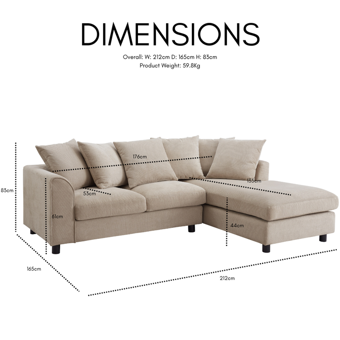 Fenwick Right-Hand Corner Sofa, Beige Linen