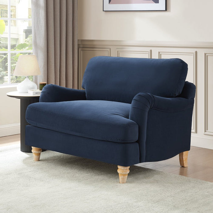 Oxford Loveseat, Navy Blue Velvet