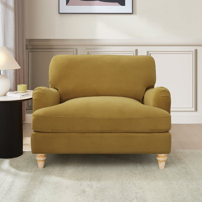 Oxford Loveseat, Mustard Velvet