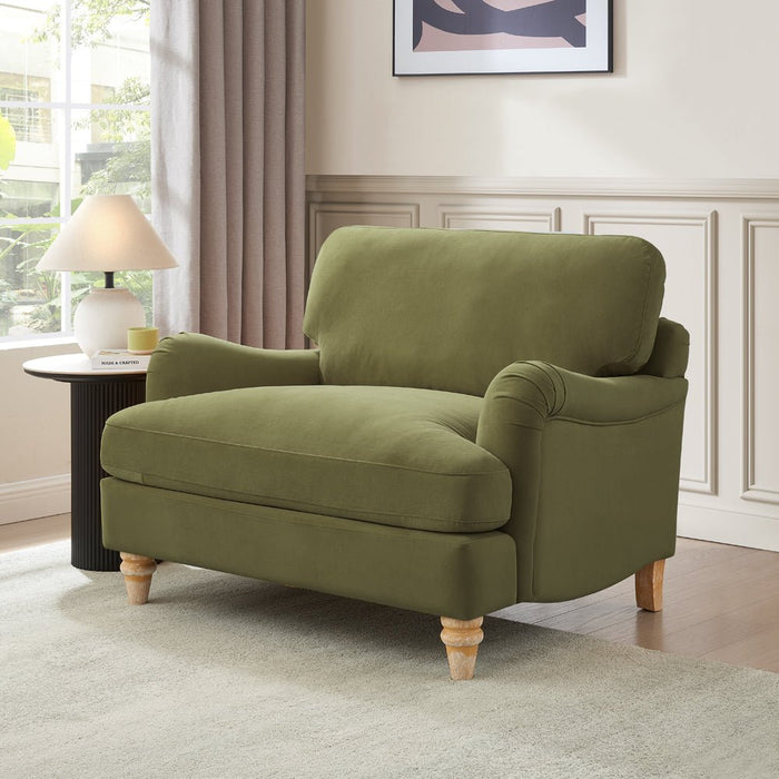 Oxford Loveseat, Olive Green Velvet
