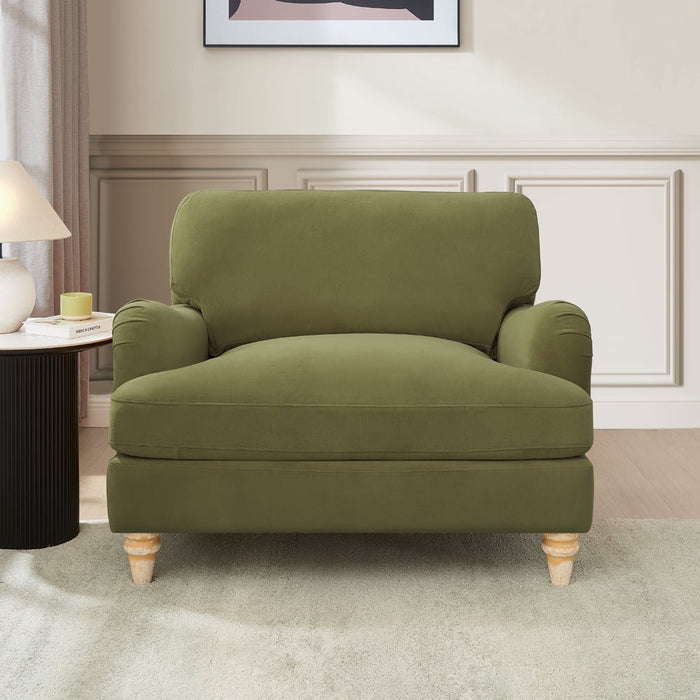 Oxford Loveseat, Olive Green Velvet