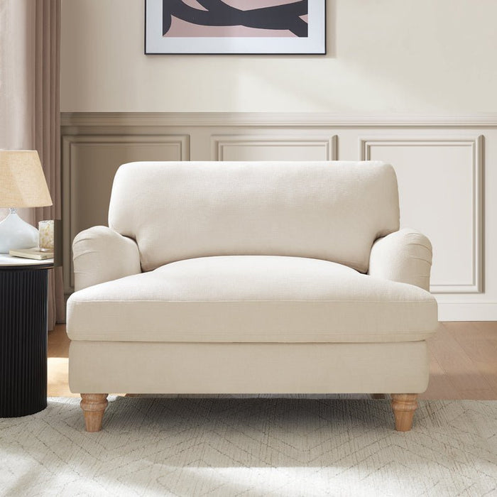 Oxford Loveseat with Footstool, Ivory Linen