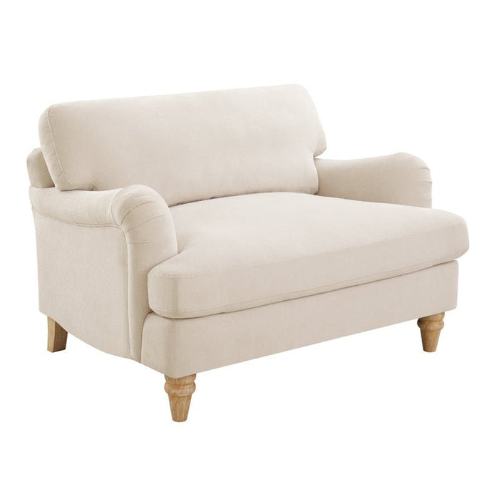 Oxford Loveseat with Footstool, Ivory Linen