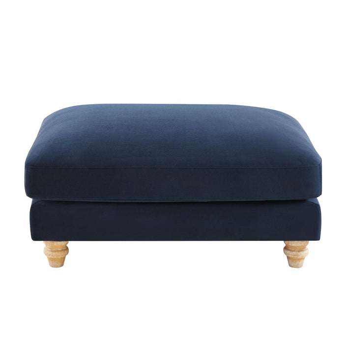 Oxford Loveseat with Footstool, Navy Blue Velvet